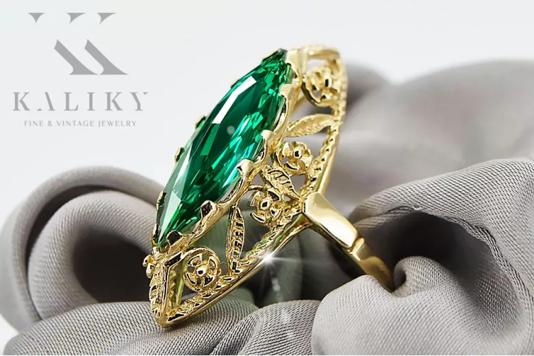  Σμαράγδι Κίτρινος χρυσός 14 καρατίων Vintage style vrc005y